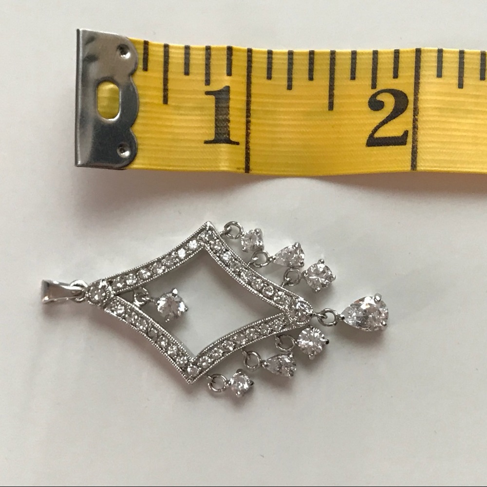 Silver rhodium pendant with cubic zirconia!. - Picture 3 of 4